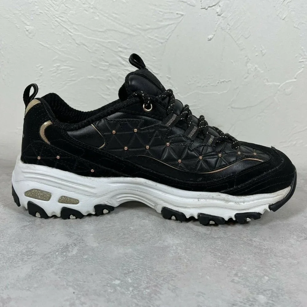 Skechers D'Lites Women's Size 7 Fashion Sneaker Shoes Black Casual 13087